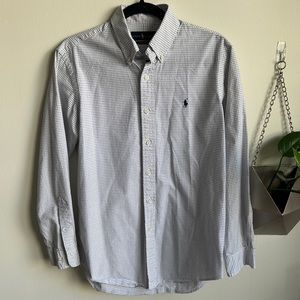 Ralph Lauren Button Down Dress Shirt White with Black Grid